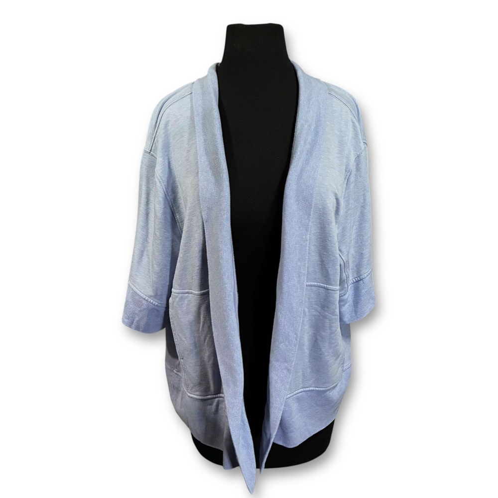 Athleta Lotus Wrap Light Blue‎ Knit Open Front Cardigan Sweater Women's S/M